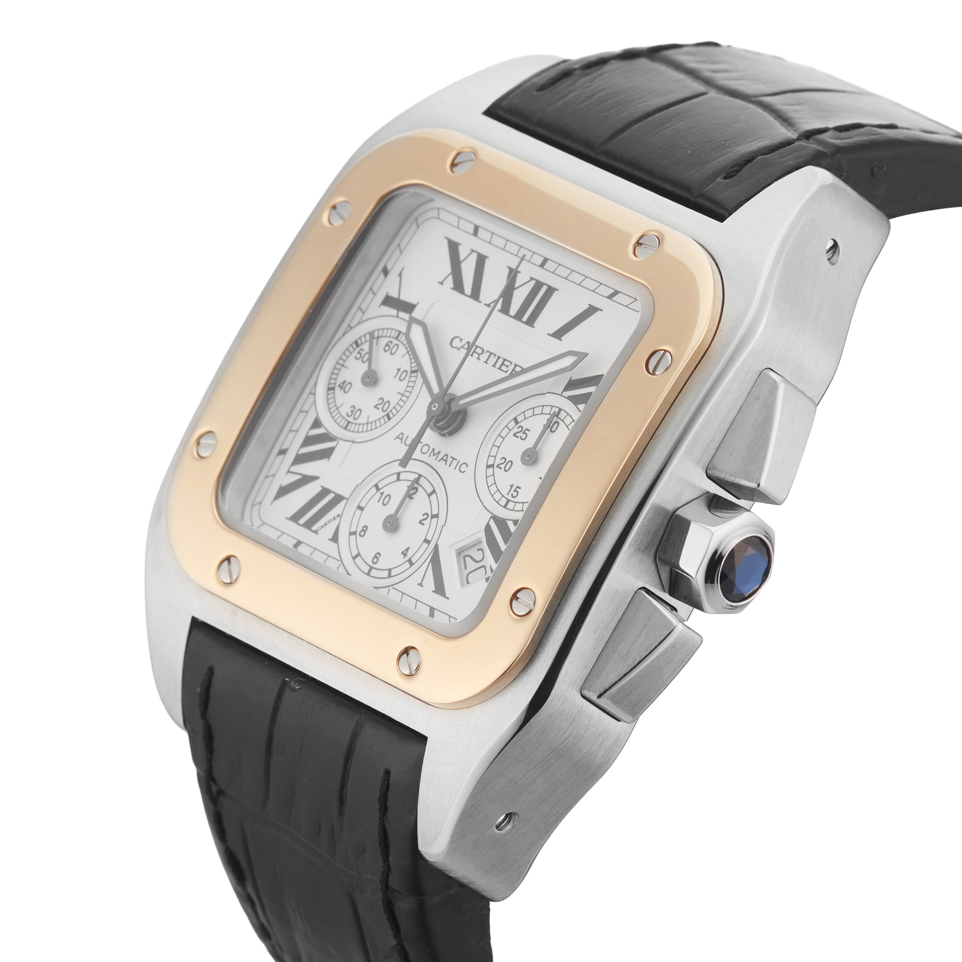 Pre-Owned Cartier Santos 100 42mm Stainless Steel and Yellow Gold Pre-Owned Cartier Santos 100 42mm Stainless Steel and Yellow Gold