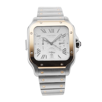Pre-Owned Cartier Santos De Chronograph 44.9mm Stainless Steel and Yellow Gold