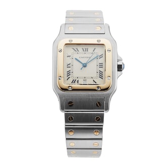 Pre-Owned Cartier Pre-Owned Cartier Santos Galbee 28mm Stainless Steel and Yellow Gold W20011C4 Pre-Owned Cartier Pre-Owned Cartier Santos Galbee 28mm Stainless Steel and Yellow Gold W20011C4