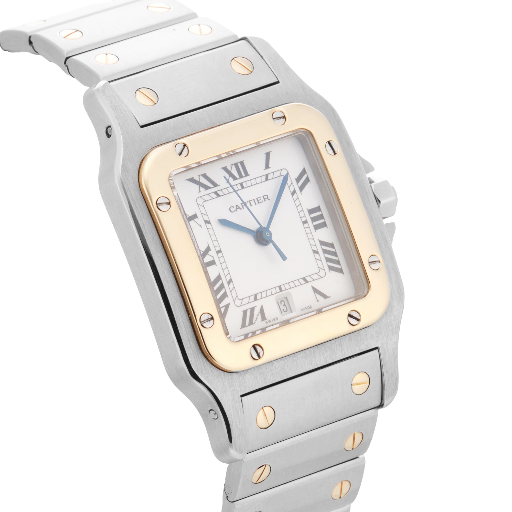 Pre-Owned Cartier Santos Galbee 28mm Stainless Steel and Yellow Gold Pre-Owned Cartier Santos Galbee 28mm Stainless Steel and Yellow Gold