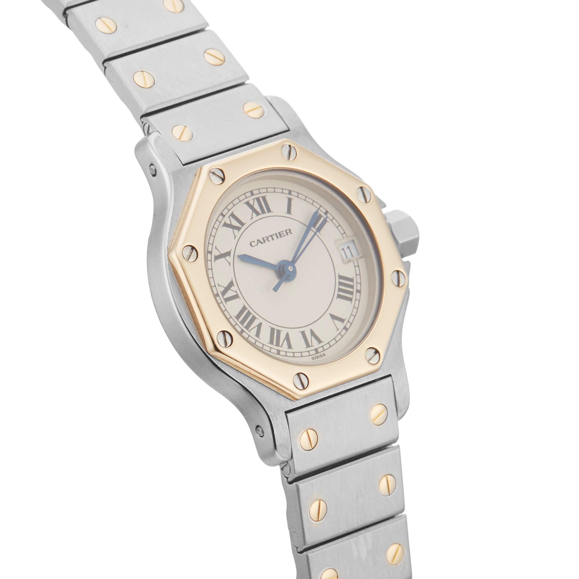 Pre-Owned Cartier Santos Octagon SM 25mm Stainless Steel and Yellow Gold Pre-Owned Cartier Santos Octagon SM 25mm Stainless Steel and Yellow Gold