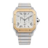 Pre-Owned Cartier Santos De Chronograph 44.9mm Stainless Steel and Yellow Gold