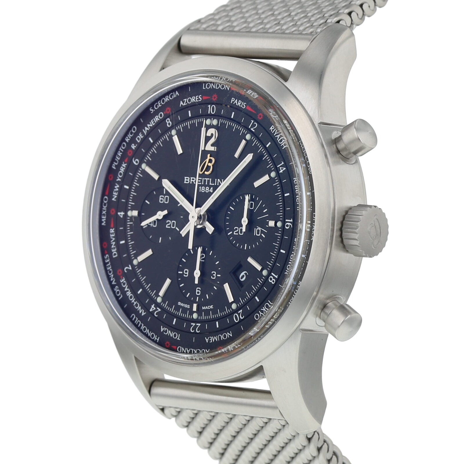 Pre-Owned Breitling Transocean Unitime Mens Watch AB0510U6/BC26
