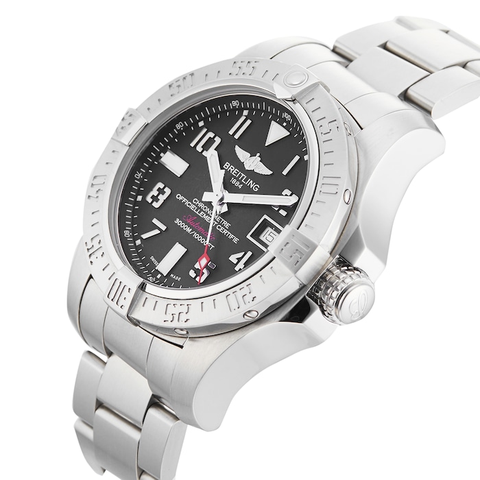 Pre-Owned Breitling Avenger II Seawolf Black Steel Mens Watch A17331101B2A1