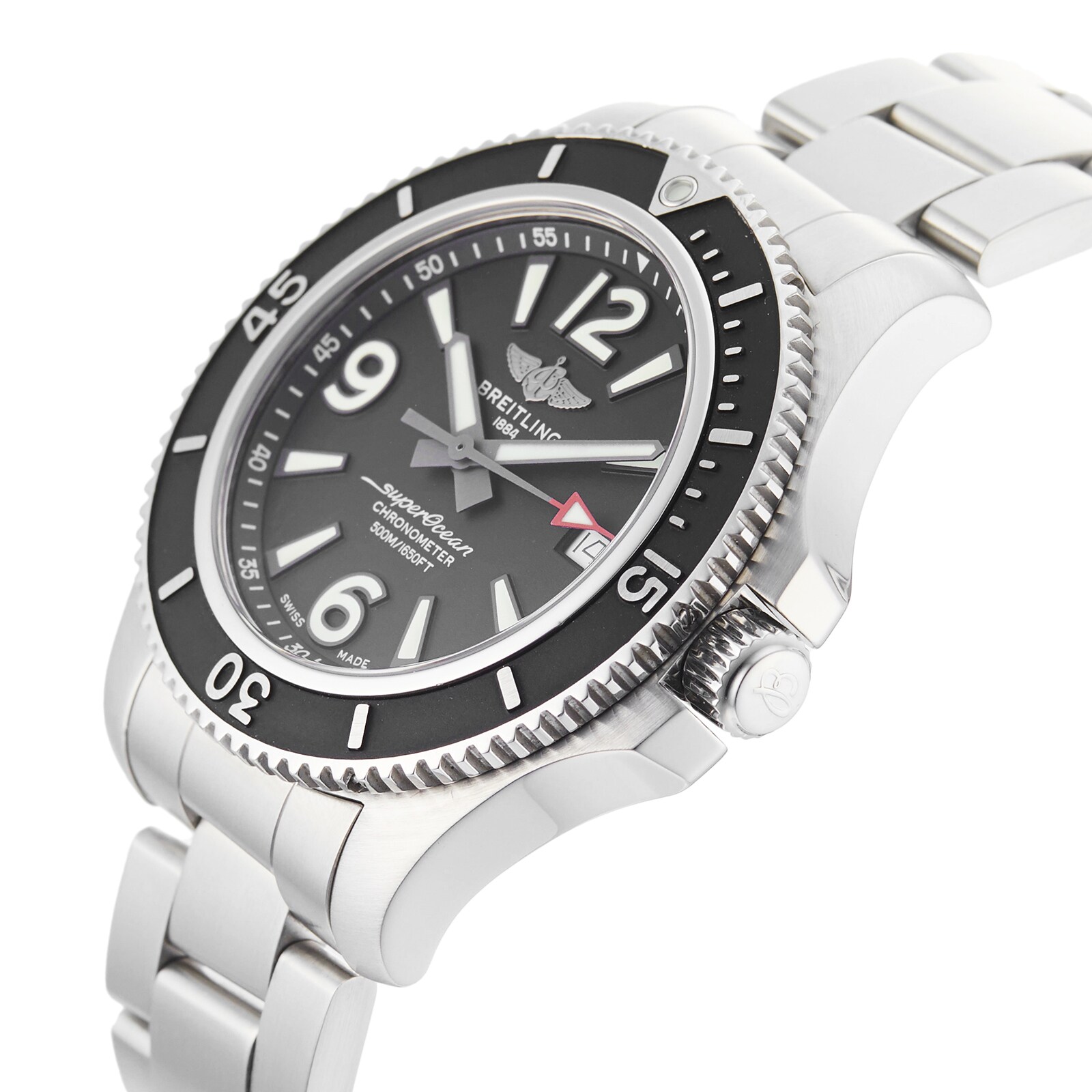 Pre-Owned Breitling Superocean Black Steel Mens Watch A17366021B1A1