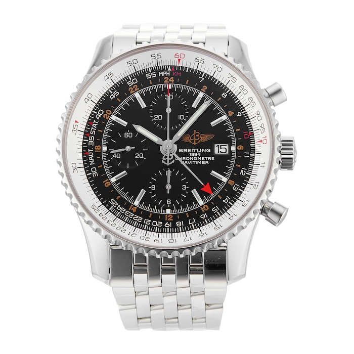 Pre-Owned Breitling Navitimer Black Steel Mens Watch A24322