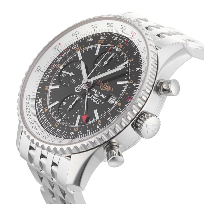 Pre-Owned Breitling Navitimer Black Steel Mens Watch A24322