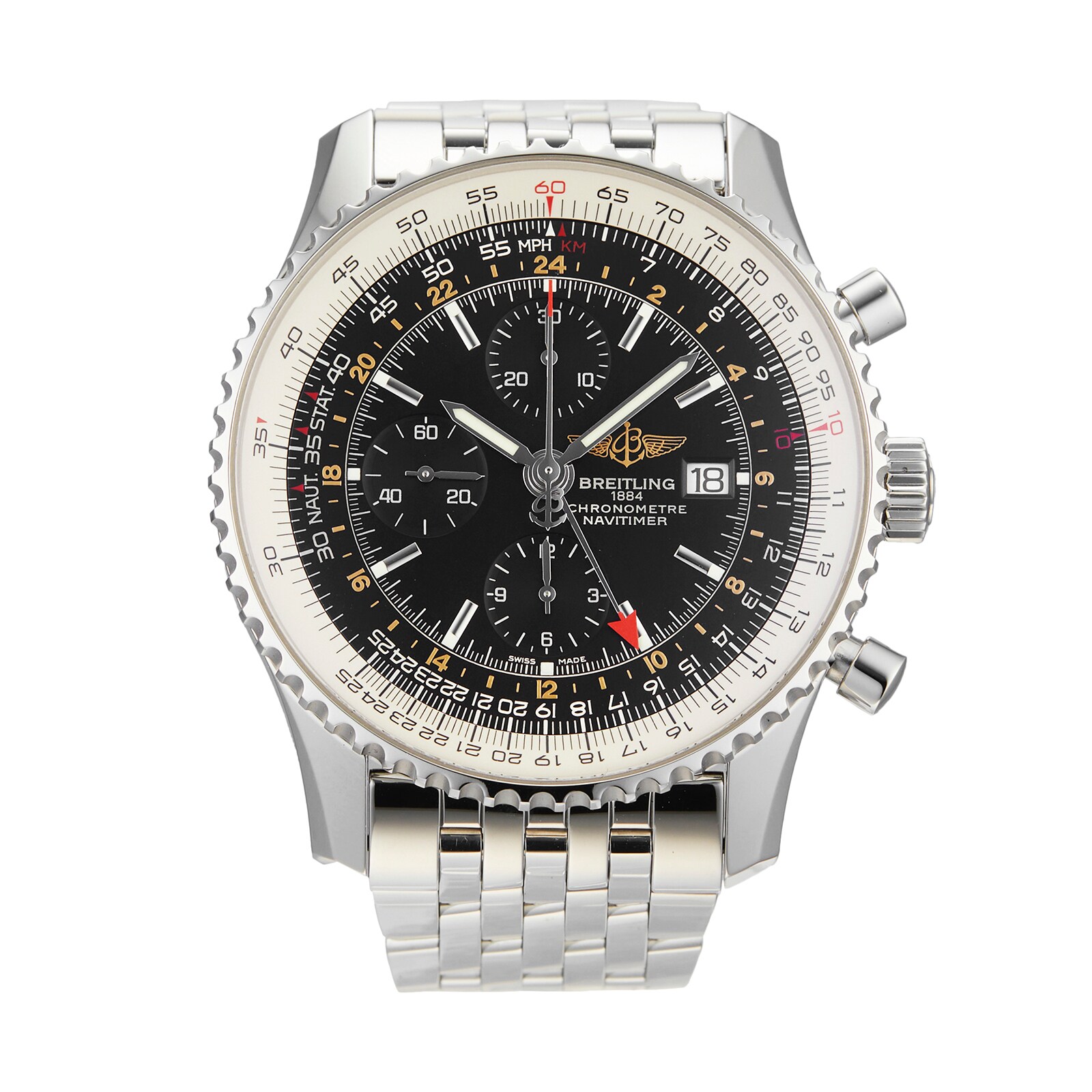 Pre-Owned Breitling Pre-Owned Breitling Navitimer World Mens Watch A2432212/B726 Pre-Owned Breitling Pre-Owned Breitling Navitimer World Mens Watch A2432212/B726