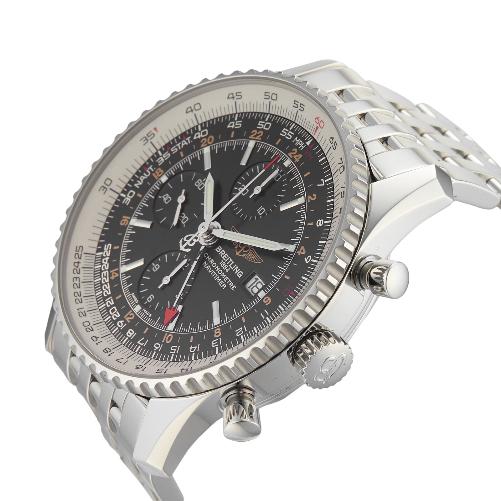 Pre-Owned Breitling Pre-Owned Breitling Navitimer World Mens Watch A2432212/B726 Pre-Owned Breitling Pre-Owned Breitling Navitimer World Mens Watch A2432212/B726