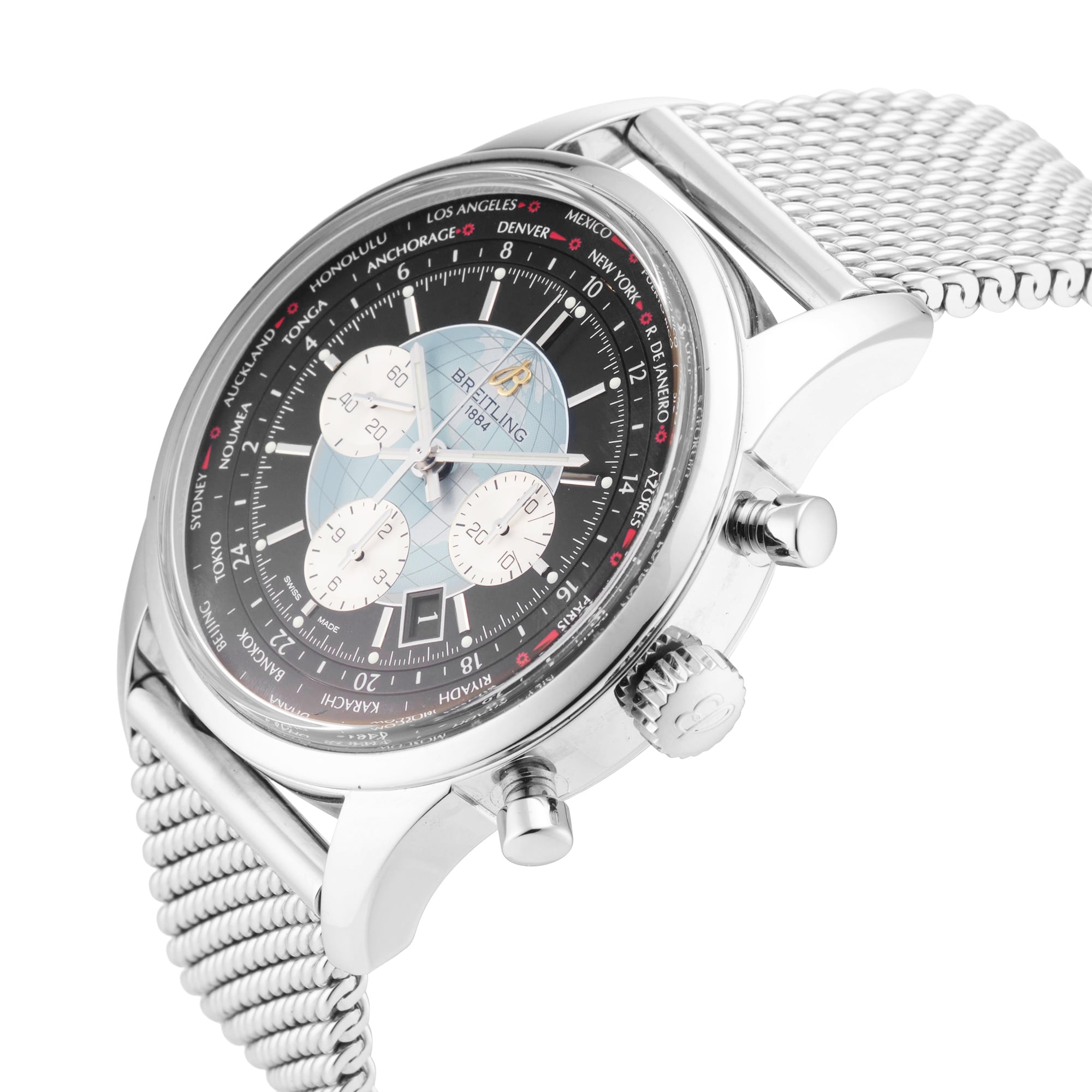 Pre-Owned Breitling Transocean Chronograph Unitime 46mm Stainless Steel