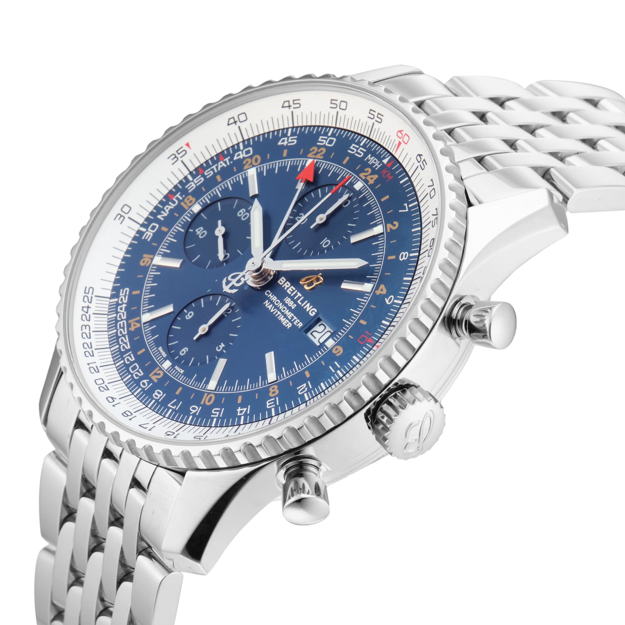 Pre-Owned Breitling Navitimer Chronograph GMT 46mm Stainless Steel Pre-Owned Breitling Navitimer Chronograph GMT 46mm Stainless Steel