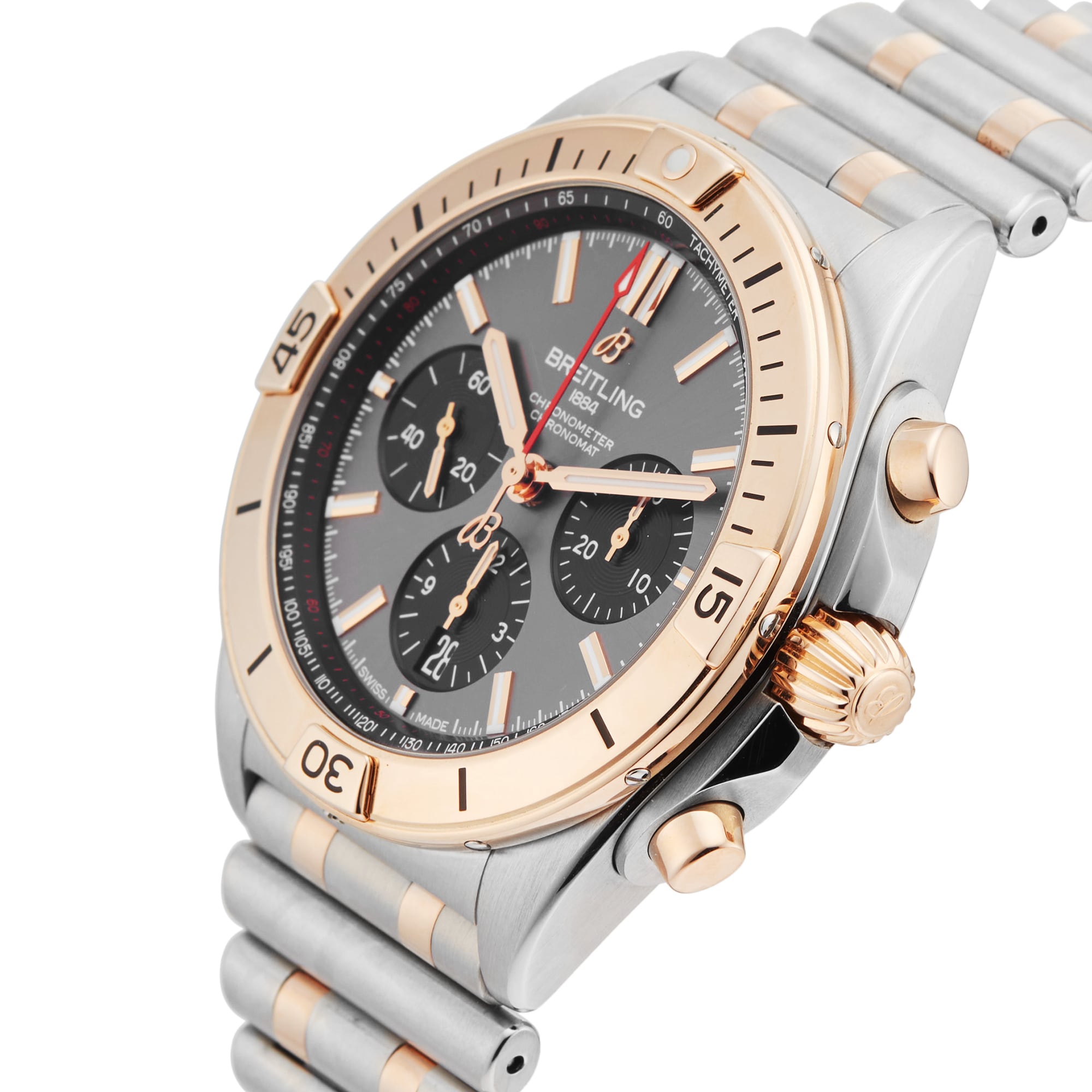 Pre-Owned Breitling Chronomat B01 42 Automatic Stainless Steel and Rose Gold