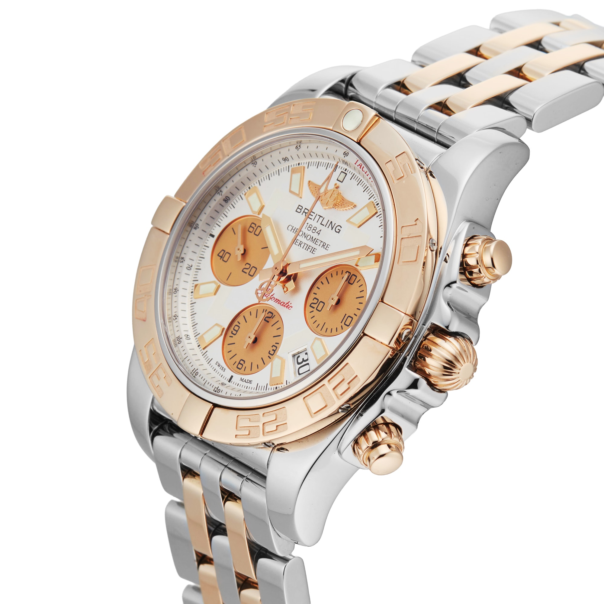 Pre-Owned Breitling Chronomat 41mm Stainless Steel and Rose Gold Pre-Owned Breitling Chronomat 41mm Stainless Steel and Rose Gold