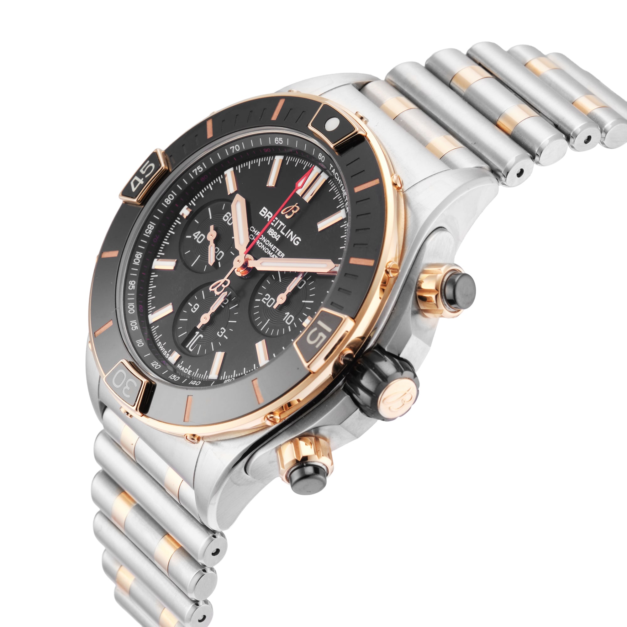Pre-Owned Breitling Super Chronomat B01 44mm Stainless Steel and Rose Gold Pre-Owned Breitling Super Chronomat B01 44mm Stainless Steel and Rose Gold