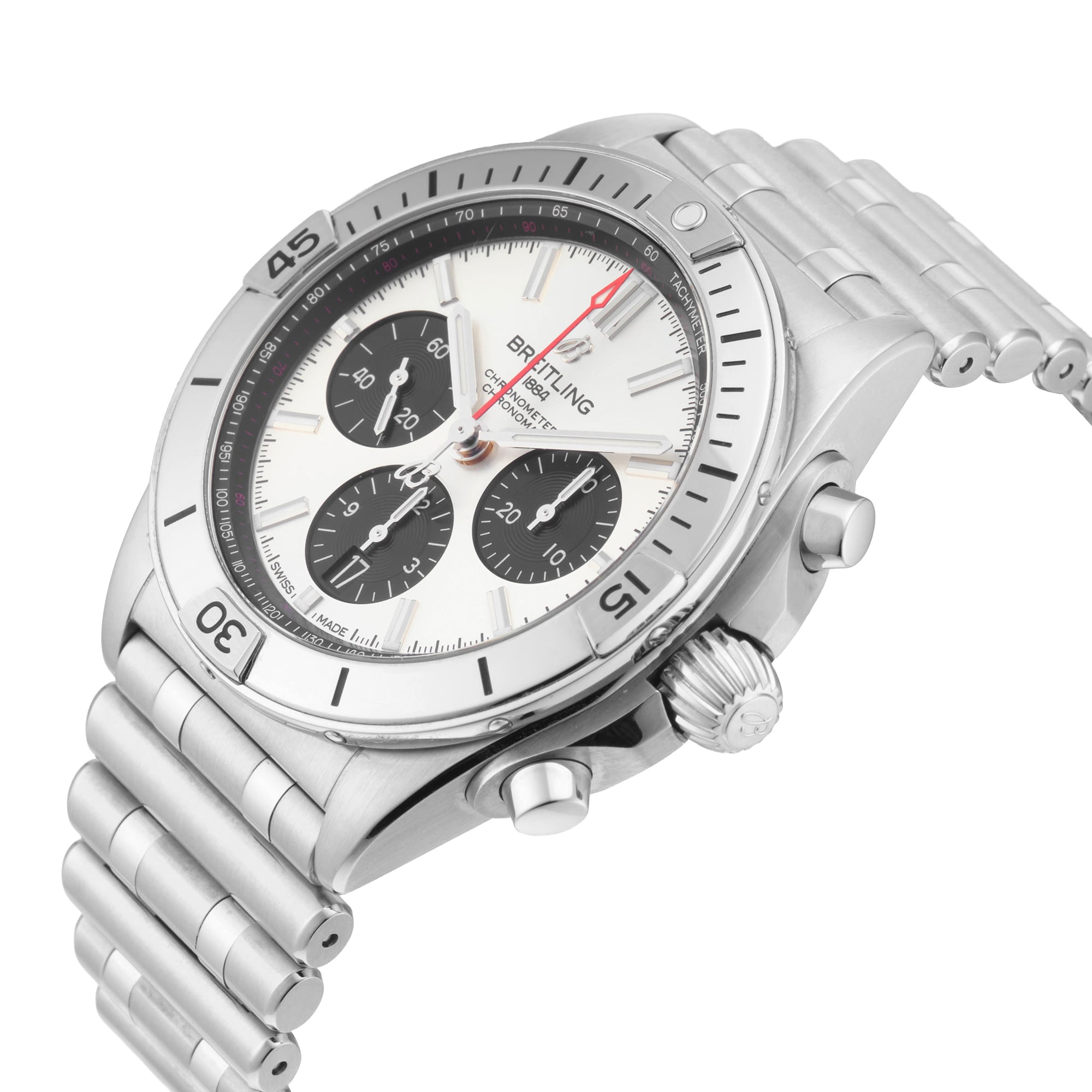 Pre-Owned Breitling Pre-Owned Breitling Chronomat B01 42 42mm Stainless Steel AB0134101G1A1 Pre-Owned Breitling Pre-Owned Breitling Chronomat B01 42 42mm Stainless Steel AB0134101G1A1
