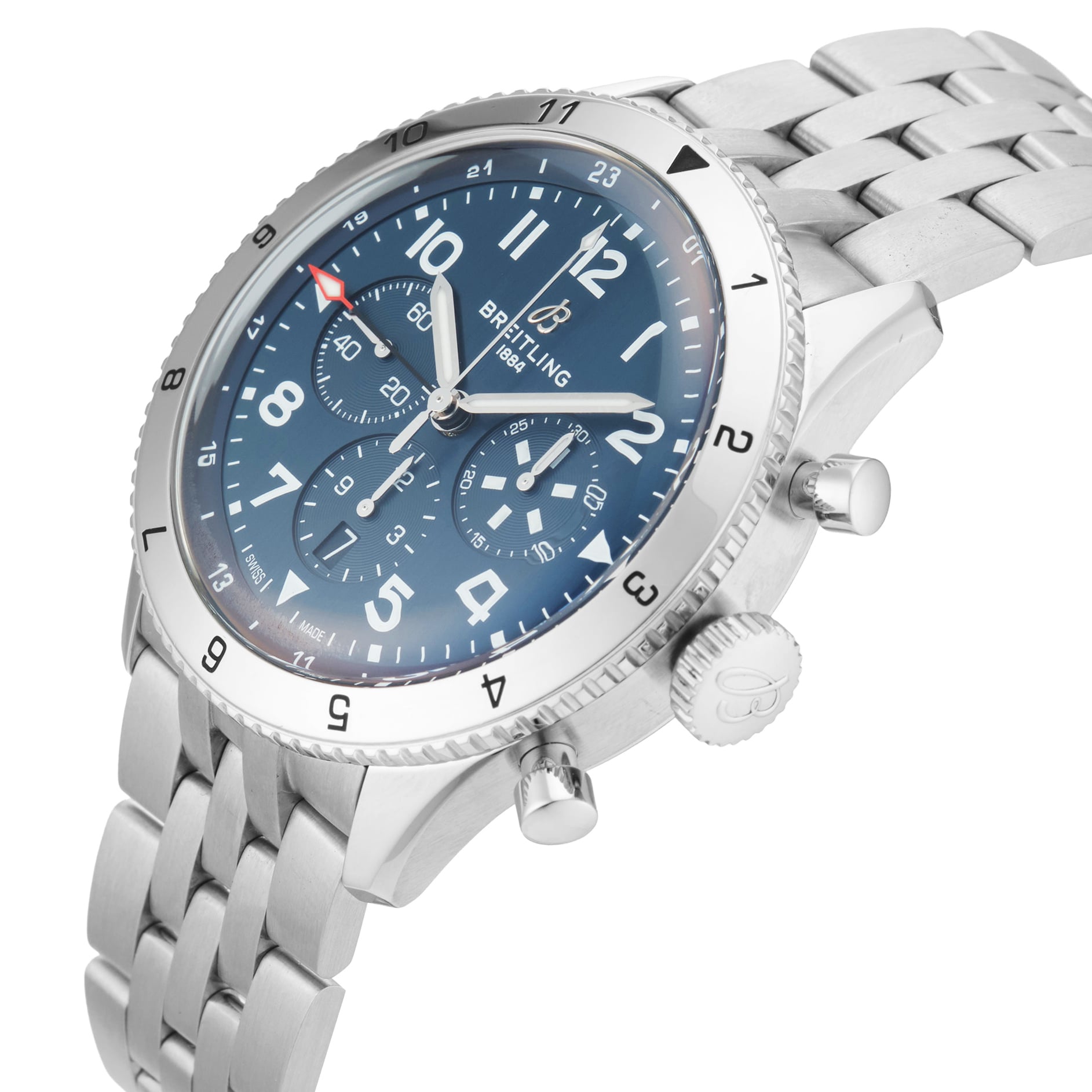 Pre-Owned Breitling Super AVI B04 Chronograph GMT 46mm Tribute to Vought F4U Corsair Stainless Steel Pre-Owned Breitling Super AVI B04 Chronograph GMT 46mm Tribute to Vought F4U Corsair Stainless Steel