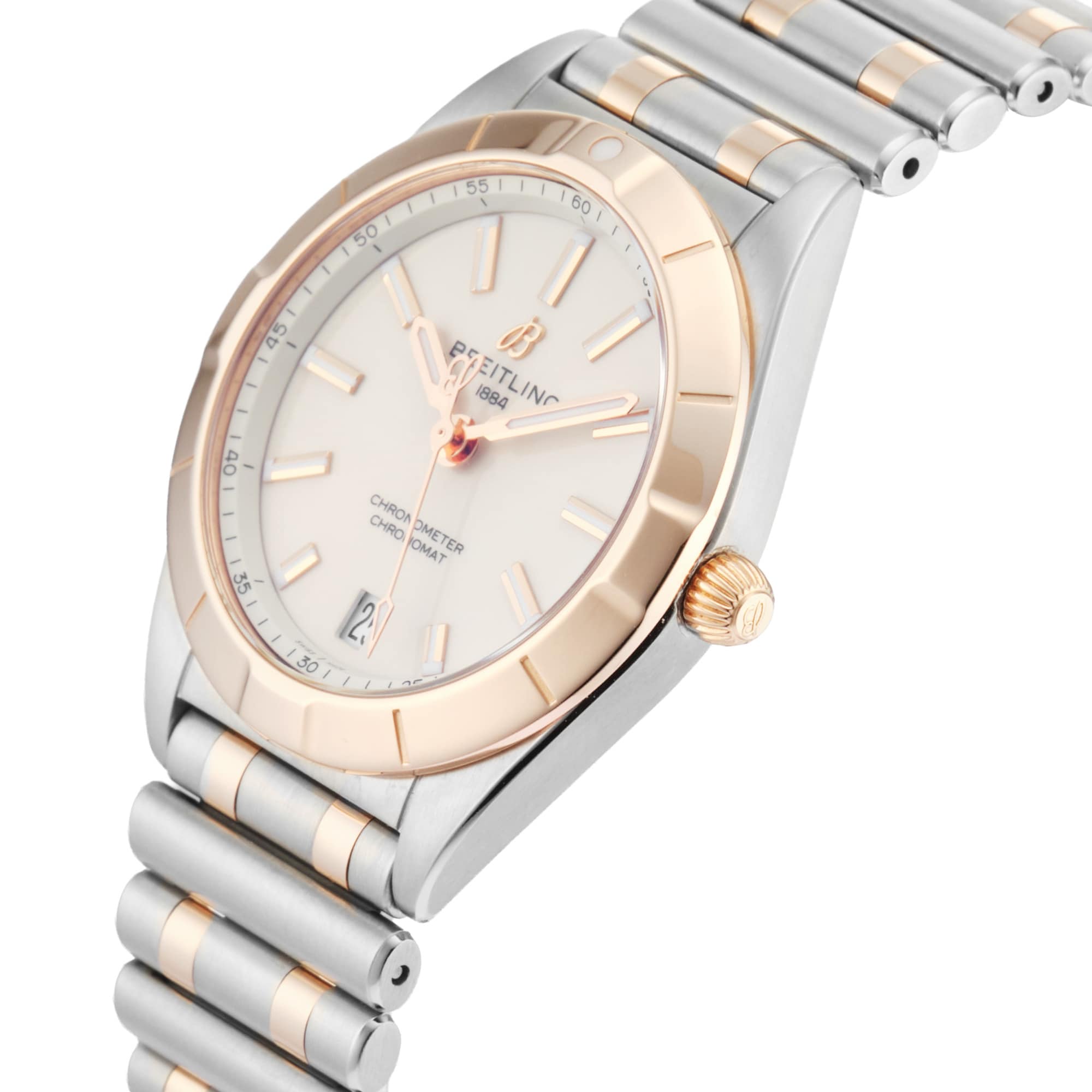 Pre-Owned Breitling Pre-Owned Breitling Chronomat 32mm Stainless Steel and Rose Gold U77310101A1U1 Pre-Owned Breitling Pre-Owned Breitling Chronomat 32mm Stainless Steel and Rose Gold U77310101A1U1