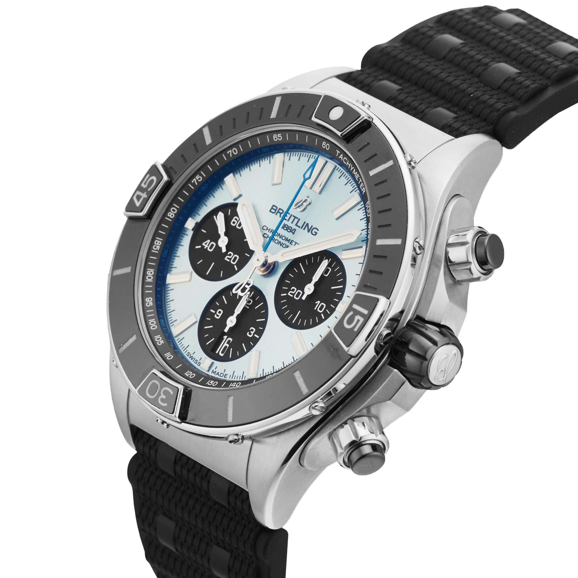 Pre-Owned Breitling Super Chronomat B01 44mm Stainless Steel and Platinum Pre-Owned Breitling Super Chronomat B01 44mm Stainless Steel and Platinum