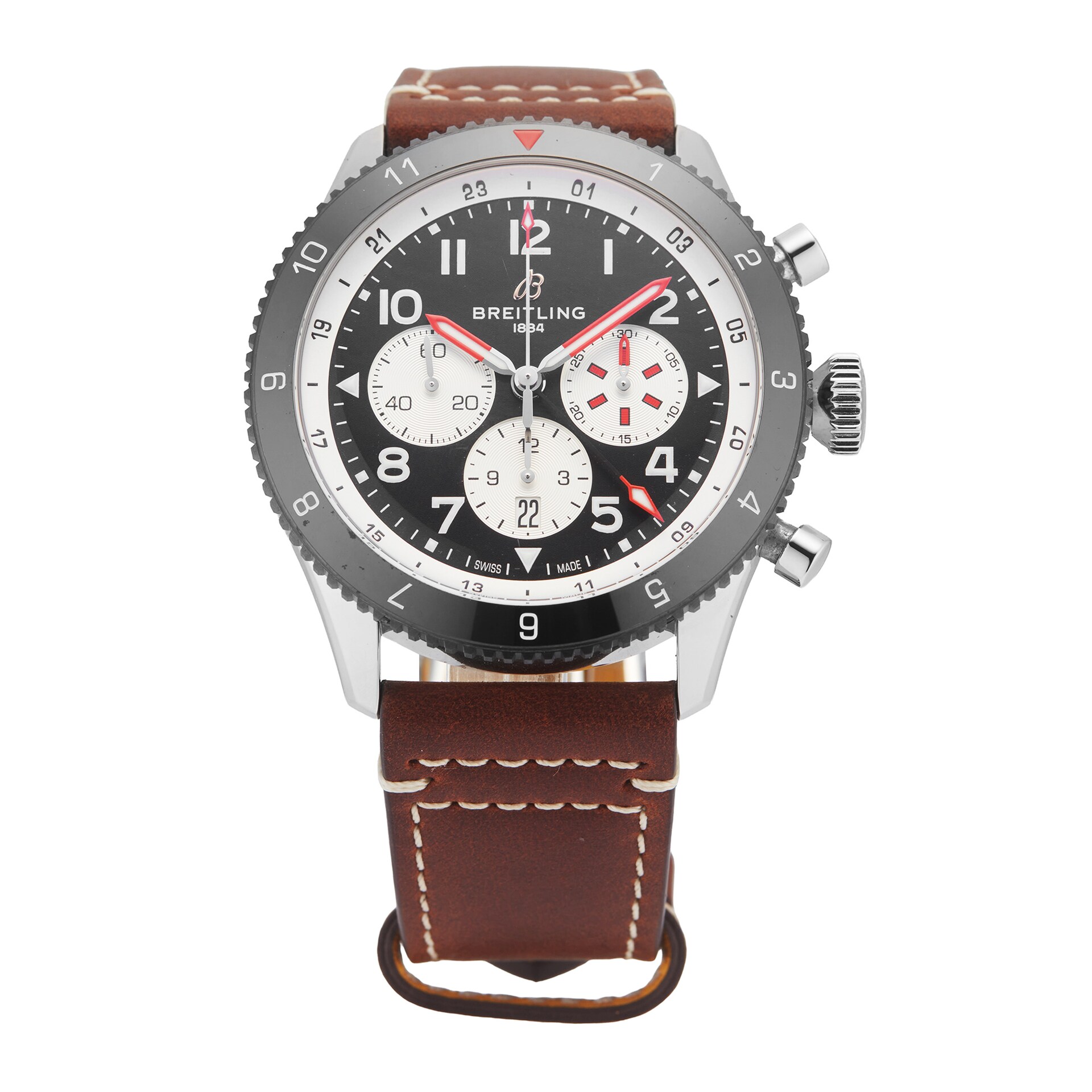 Pre-Owned Breitling Classic Super AVI B04 Chronograph GMT Mosquito 46mm Stainless Steel Pre-Owned Breitling Classic Super AVI B04 Chronograph GMT Mosquito 46mm Stainless Steel
