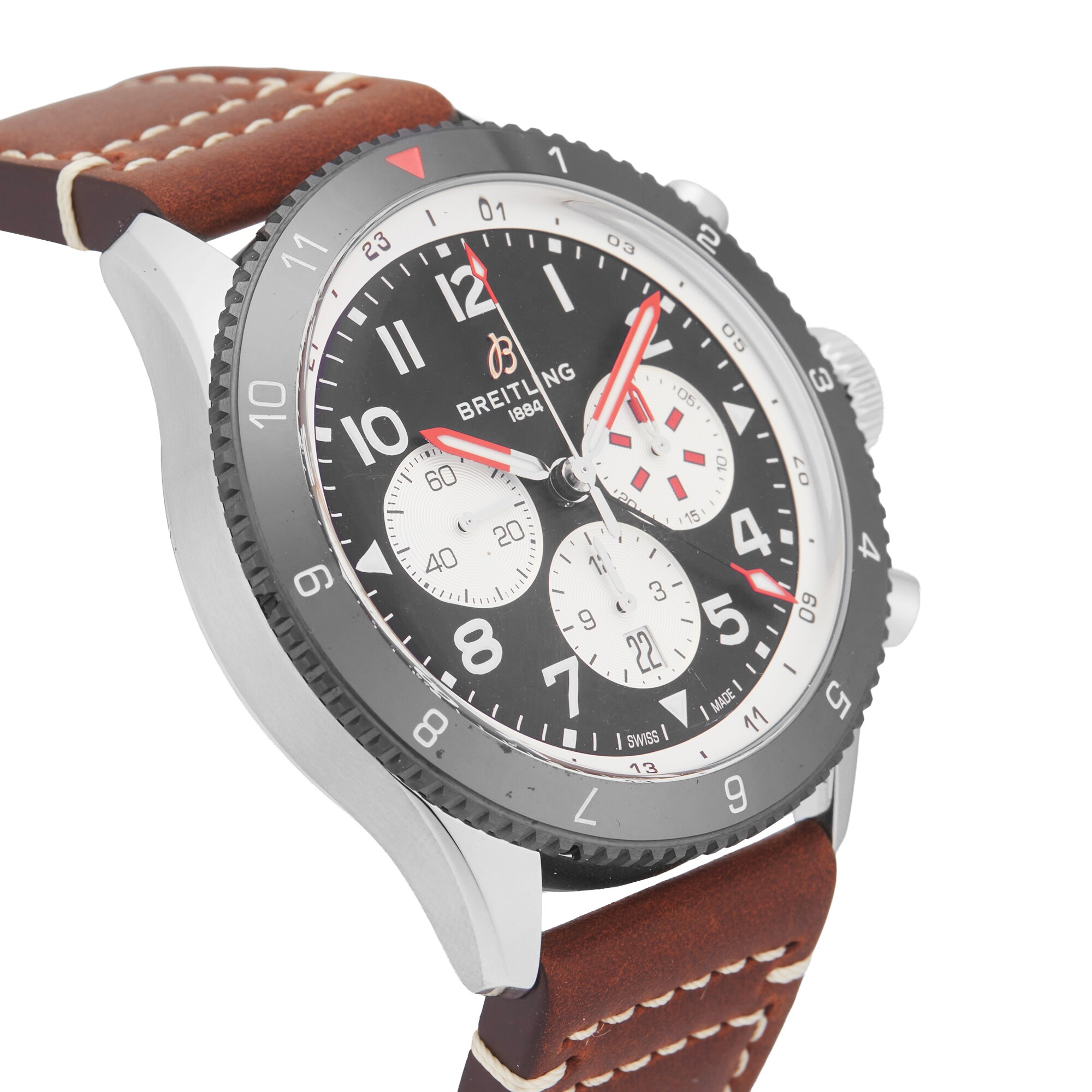 Pre-Owned Breitling Classic Super AVI B04 Chronograph GMT Mosquito 46mm Stainless Steel Pre-Owned Breitling Classic Super AVI B04 Chronograph GMT Mosquito 46mm Stainless Steel