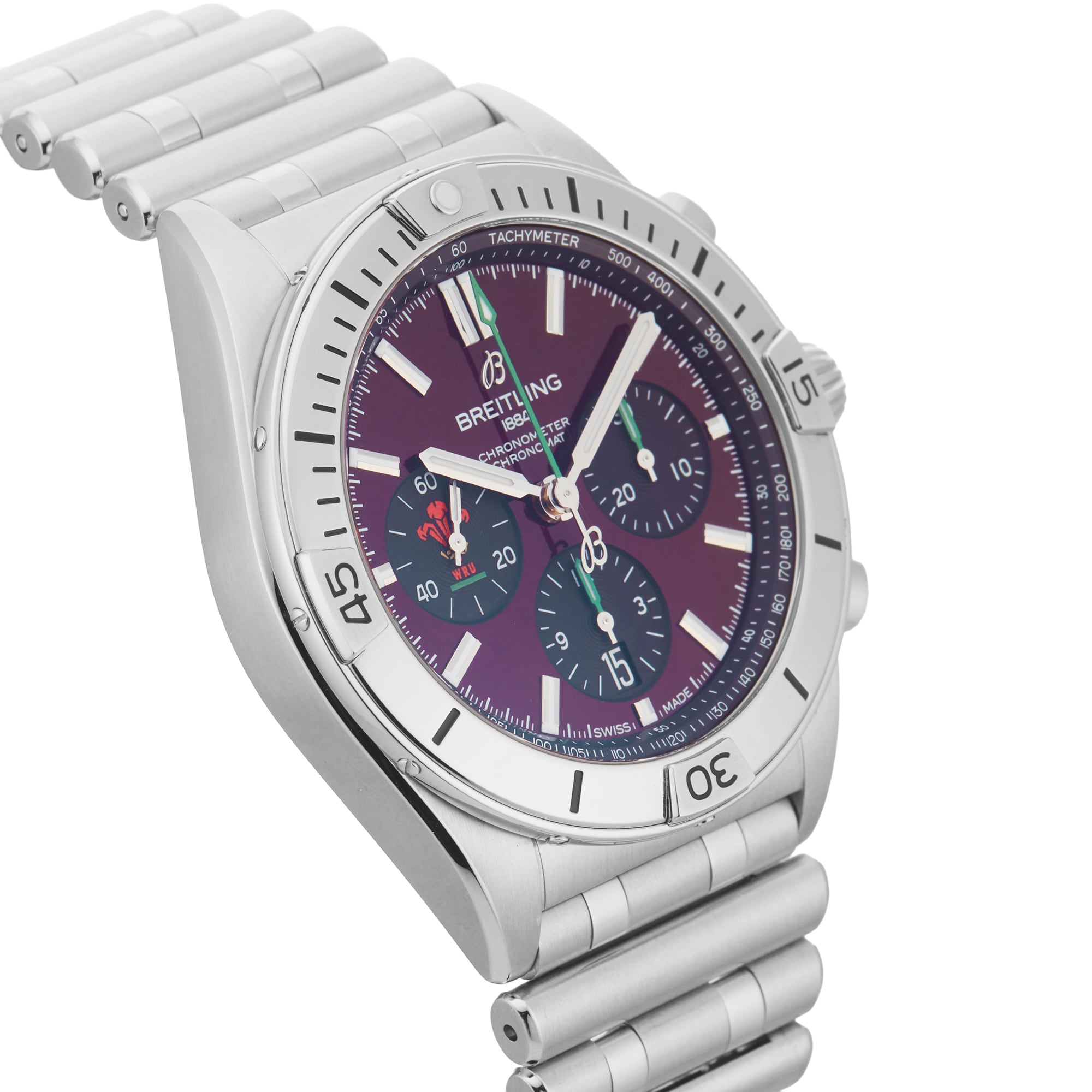 Pre-Owned Breitling Pre-Owned Breitling Chronomat B01 Six Nations Limited Edition 42mm Stainless Steel AB0134A61K1A1 Pre-Owned Breitling Pre-Owned Breitling Chronomat B01 Six Nations Limited Edition 42mm Stainless Steel AB0134A61K1A1