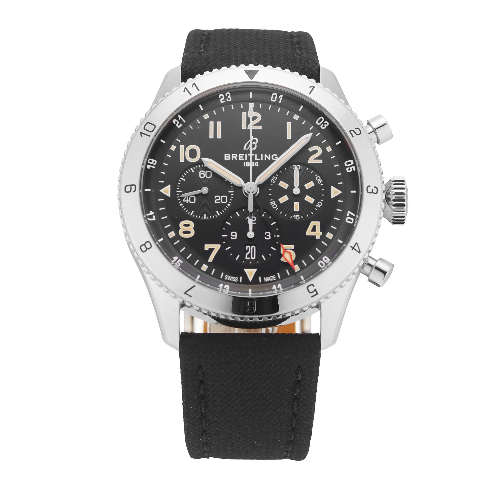 Pre-Owned Breitling Classic Super AVI B04 Chronograph GMT P-51 Mustang 46mm Stainless Steel Pre-Owned Breitling Classic Super AVI B04 Chronograph GMT P-51 Mustang 46mm Stainless Steel
