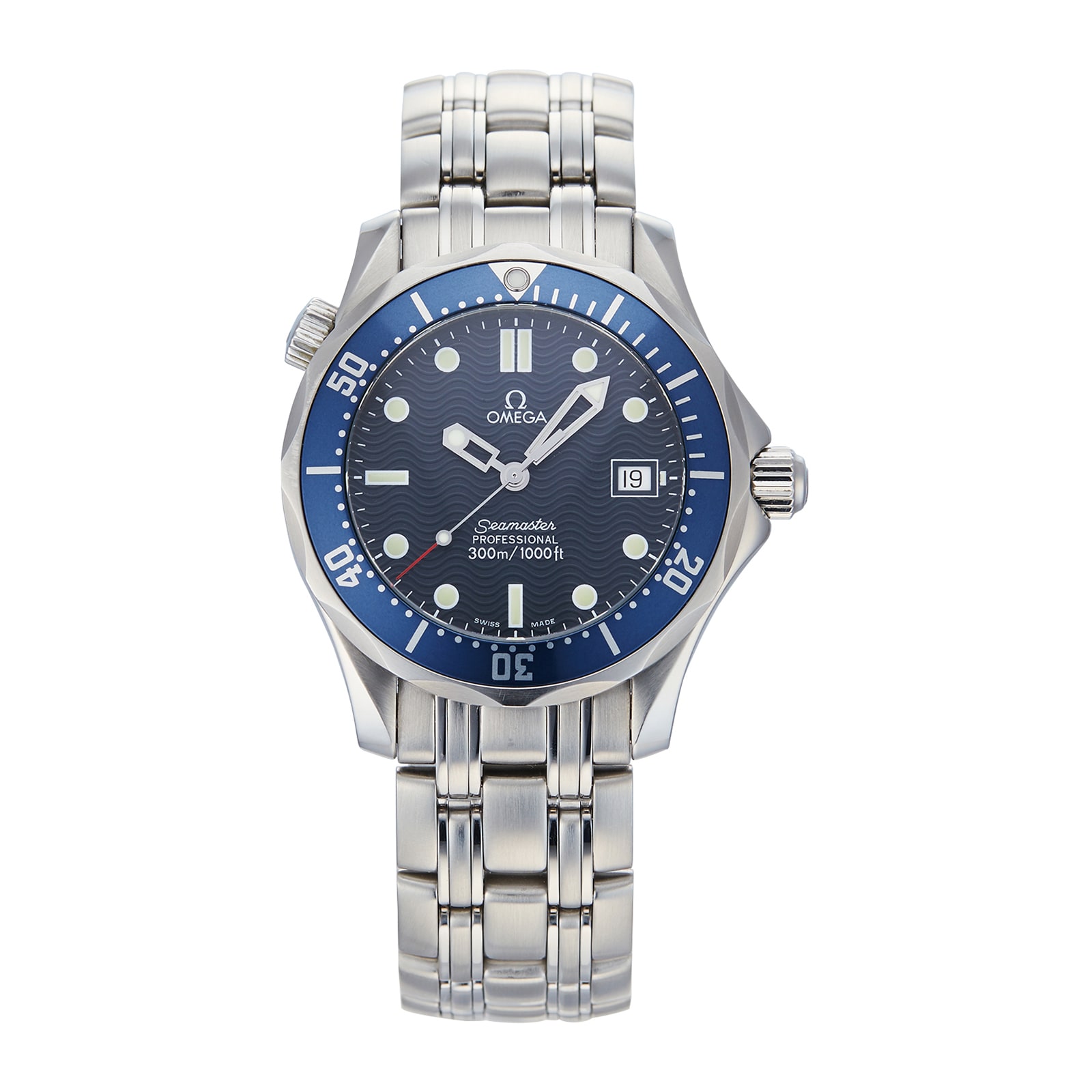 Pre-Owned Omega Seamaster Mid Size Blue Steel Mens Watch 2561.80.00