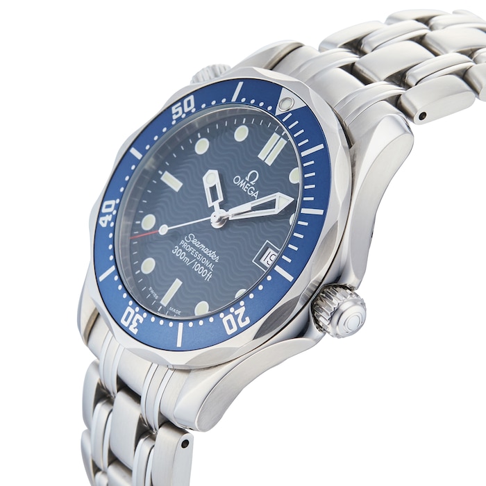 Pre-Owned Omega Pre-Owned Omega Seamaster Mid Size Blue Steel Mens Watch 2561.80.00