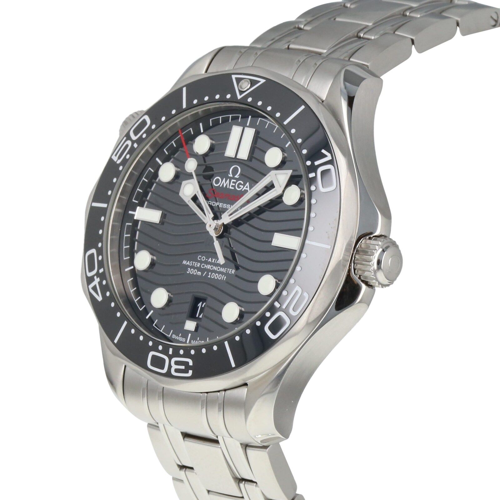 Pre-Owned Omega Seamaster Black Steel Mens Watch 210.30.42.20.01.001