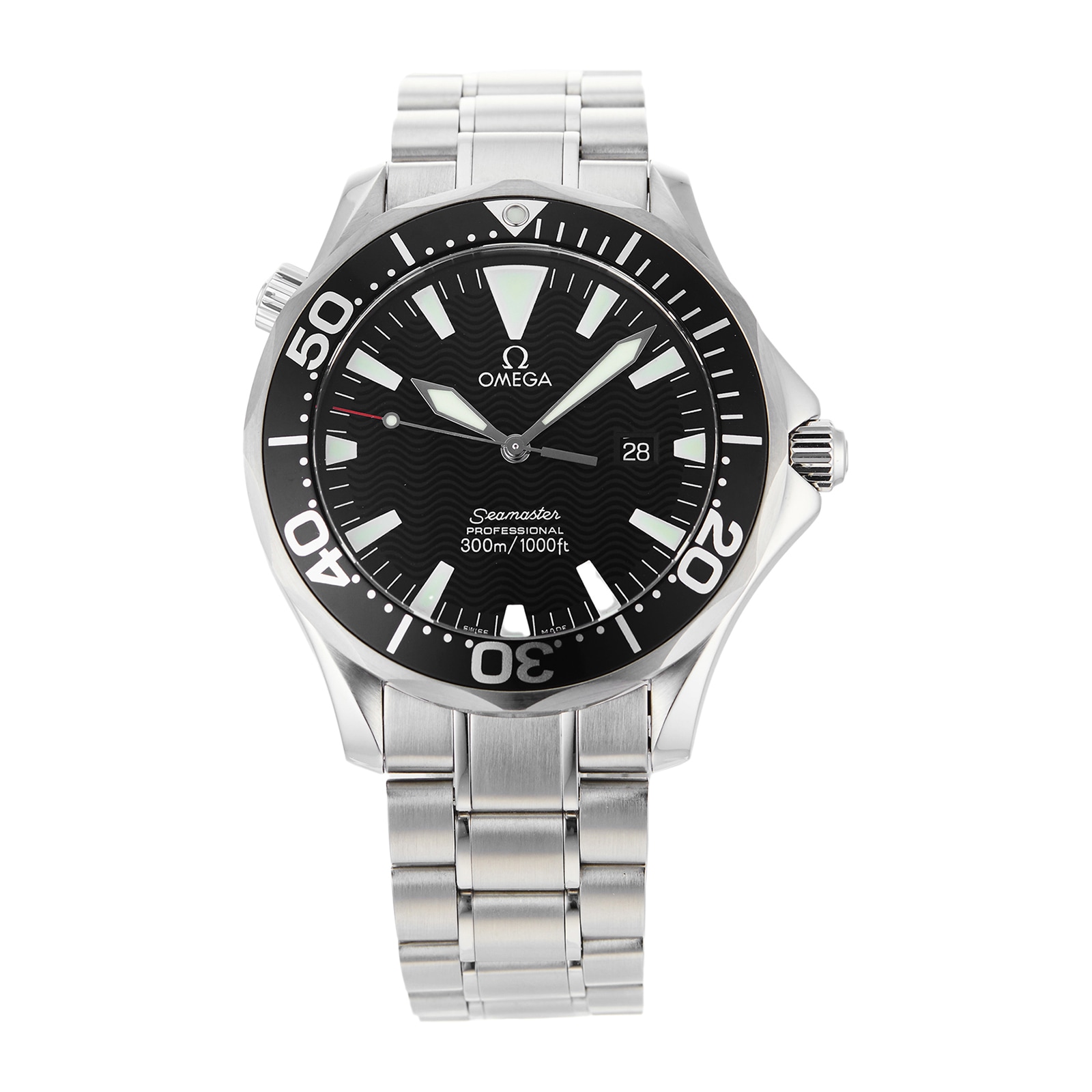 Pre-Owned Omega Seamaster Date Black Steel Mens Watch 2264.50.00
