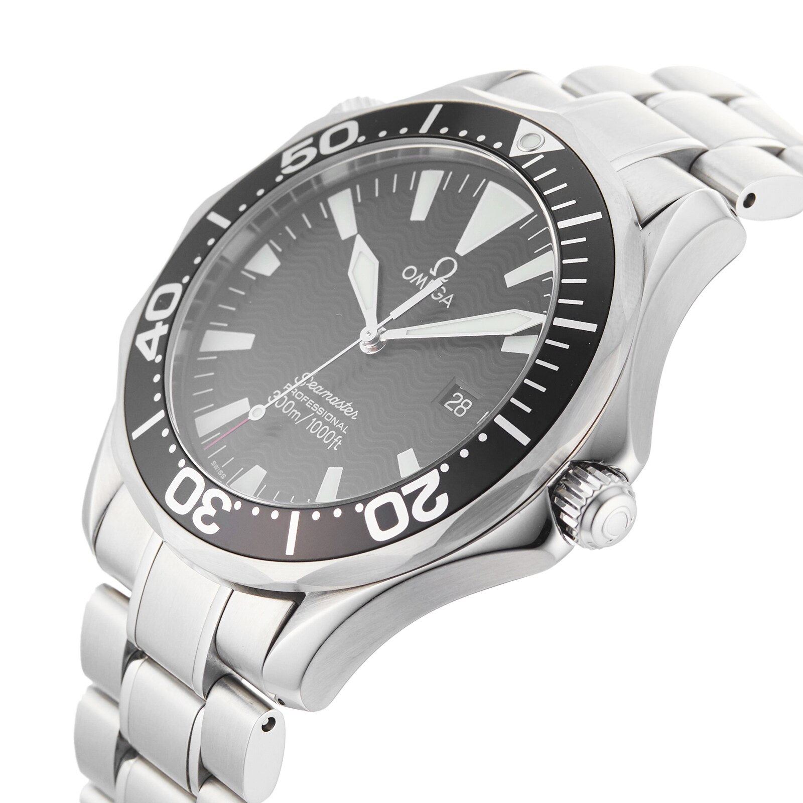 Pre-Owned Omega Seamaster Date Black Steel Mens Watch 2264.50.00