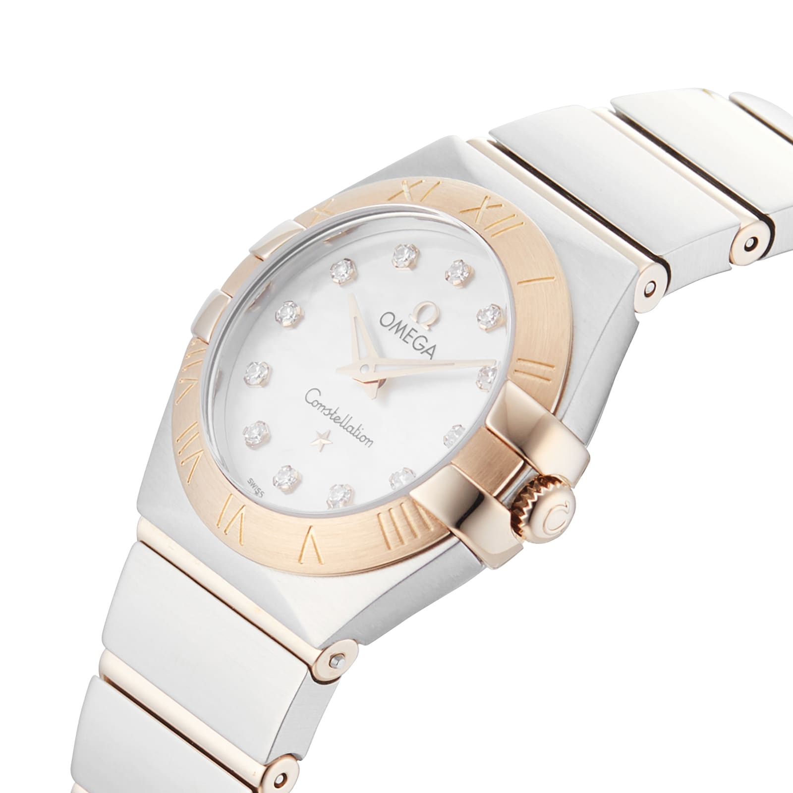 Pre-Owned Omega Constellation White Mother of Pearl Steel and Rose Gold Ladies Watch 123.20.24.60.55.001