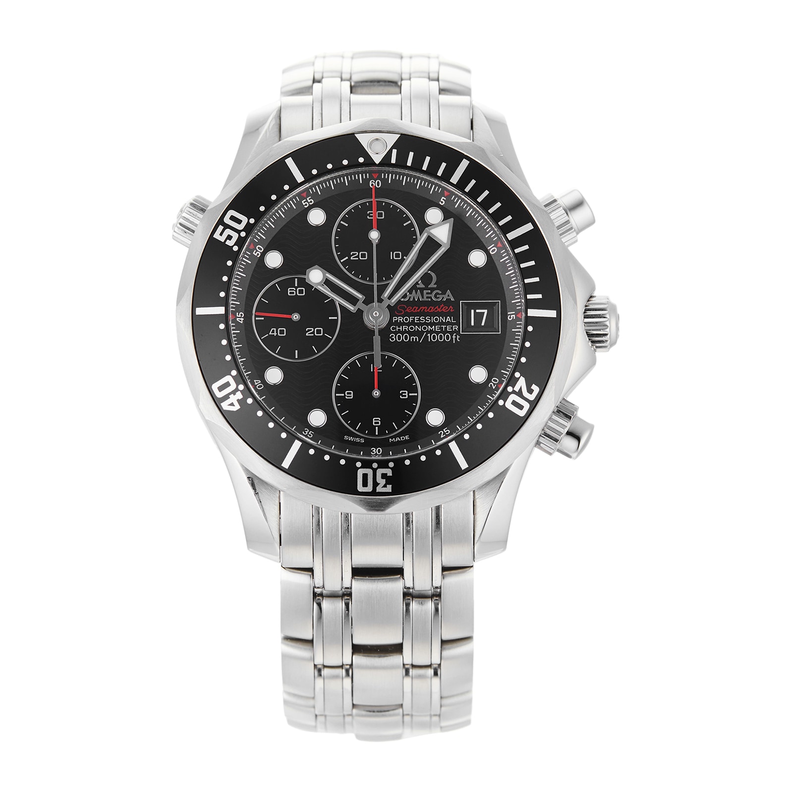 Pre-Owned Omega Seamaster Diver Black Steel Mens Watch 213.30.42.40.01.001