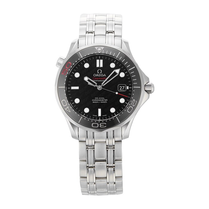 Pre-Owned Omega Seamaster Diver James Bond 50th Anniversary Edition Black Steel Mens Watch 212.30.41.20.01.005