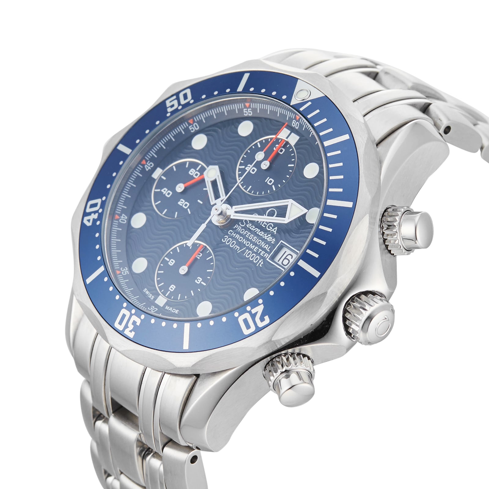 Pre-Owned Omega Seamaster Chrono Diver Blue Steel Mens Watch 2599.80.00