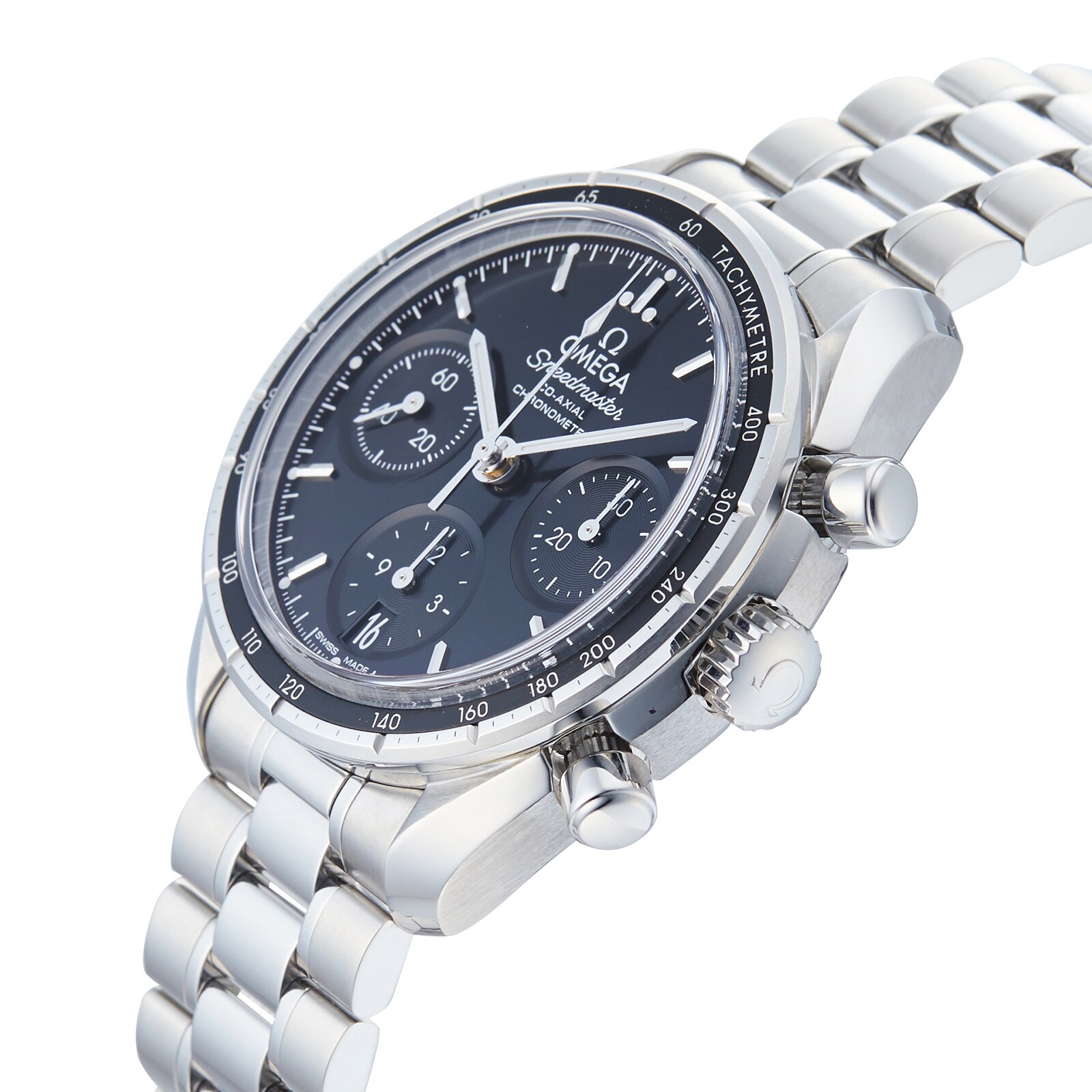Pre-Owned Omega Speedmaster Black Steel Mens Watch 324.30.38.50.01.001
