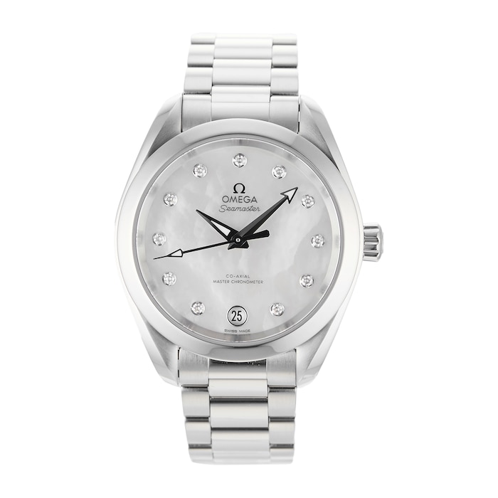 Pre-Owned Omega Pre-Owned Omega Seamaster Aqua Terra Mother of Pearl Steel Ladies Watch 220.10.34.20.55.001
