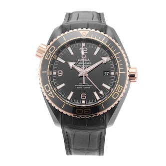 Pre-Owned Omega Seamaster Planet Ocean Deep Black GMT 45.5mm Ceramic and Rose Gold