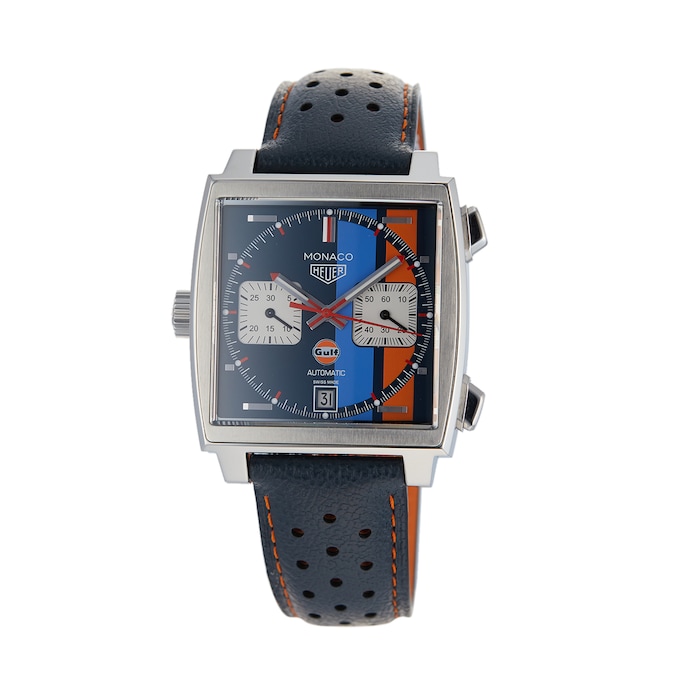 Pre-Owned TAG Heuer Pre-Owned TAG Heuer Monaco Calibre 11 'Gulf' Edition Mens Watch CAW211R.FC6401