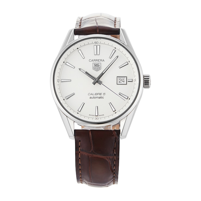 Pre-Owned TAG Heuer Carrera Calibre 5 Silver Steel Mens WAR211B.FC6181