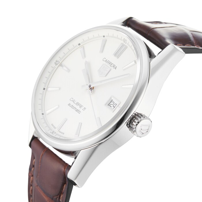 Pre-Owned TAG Heuer Carrera Calibre 5 Silver Steel Mens WAR211B.FC6181