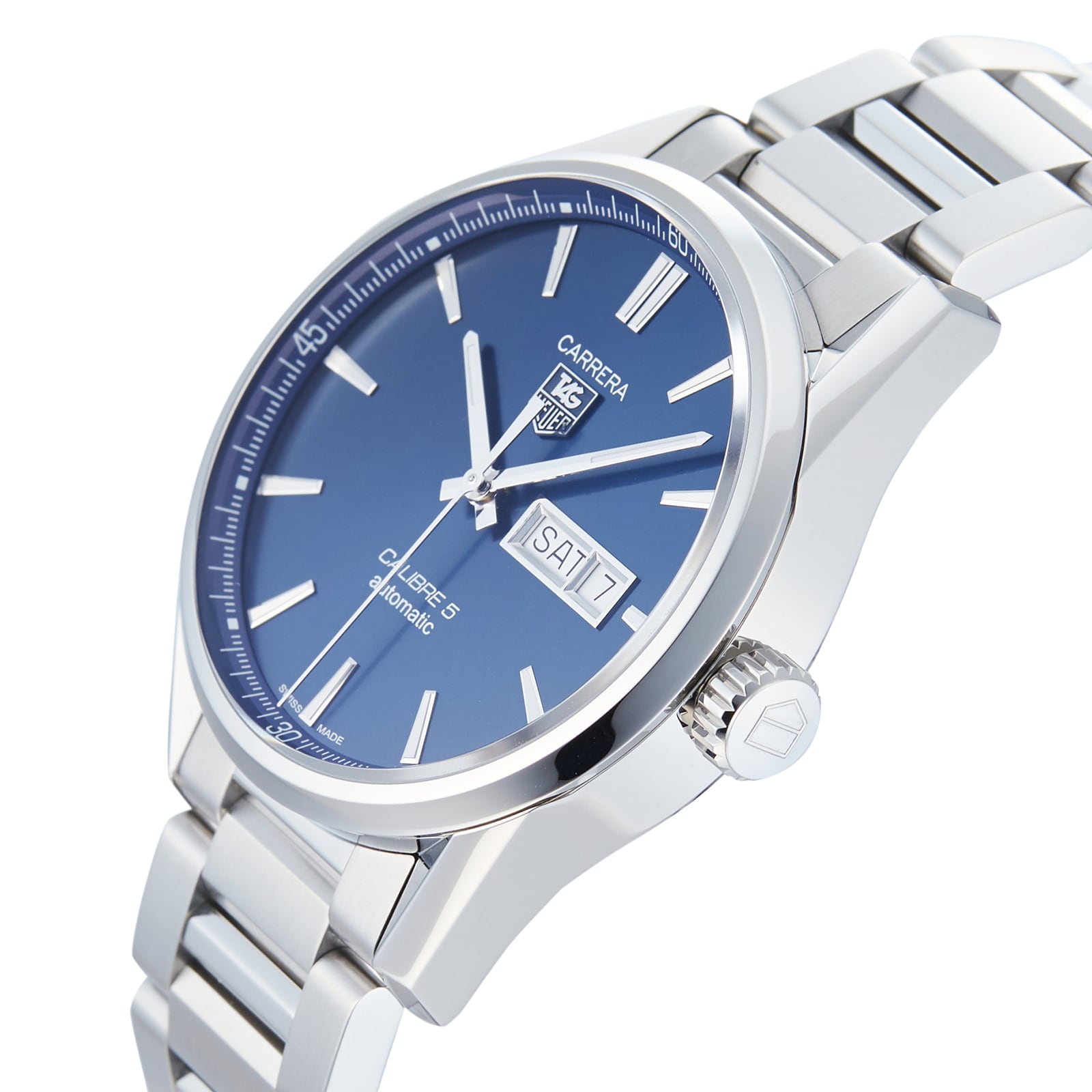 Pre-Owned TAG Heuer Carrera Calibre 5 Blue Steel Mens Watch WAR201E.BA0723