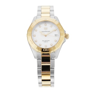 Pre-Owned TAG Heuer Aquaracer Date 32mm Stainless Steel and Yellow Gold