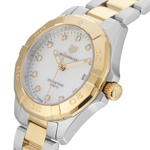 Pre-Owned TAG Heuer Aquaracer Date 32mm Stainless Steel and Yellow Gold