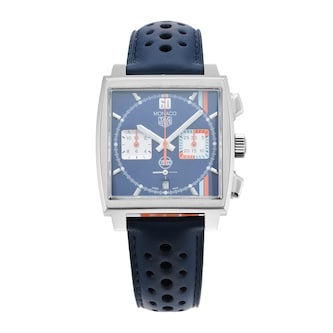 Pre-Owned TAG Heuer Monaco Chronograph x Gulf 39mm Stainless Steel Pre-Owned TAG Heuer Monaco Chronograph x Gulf 39mm Stainless Steel