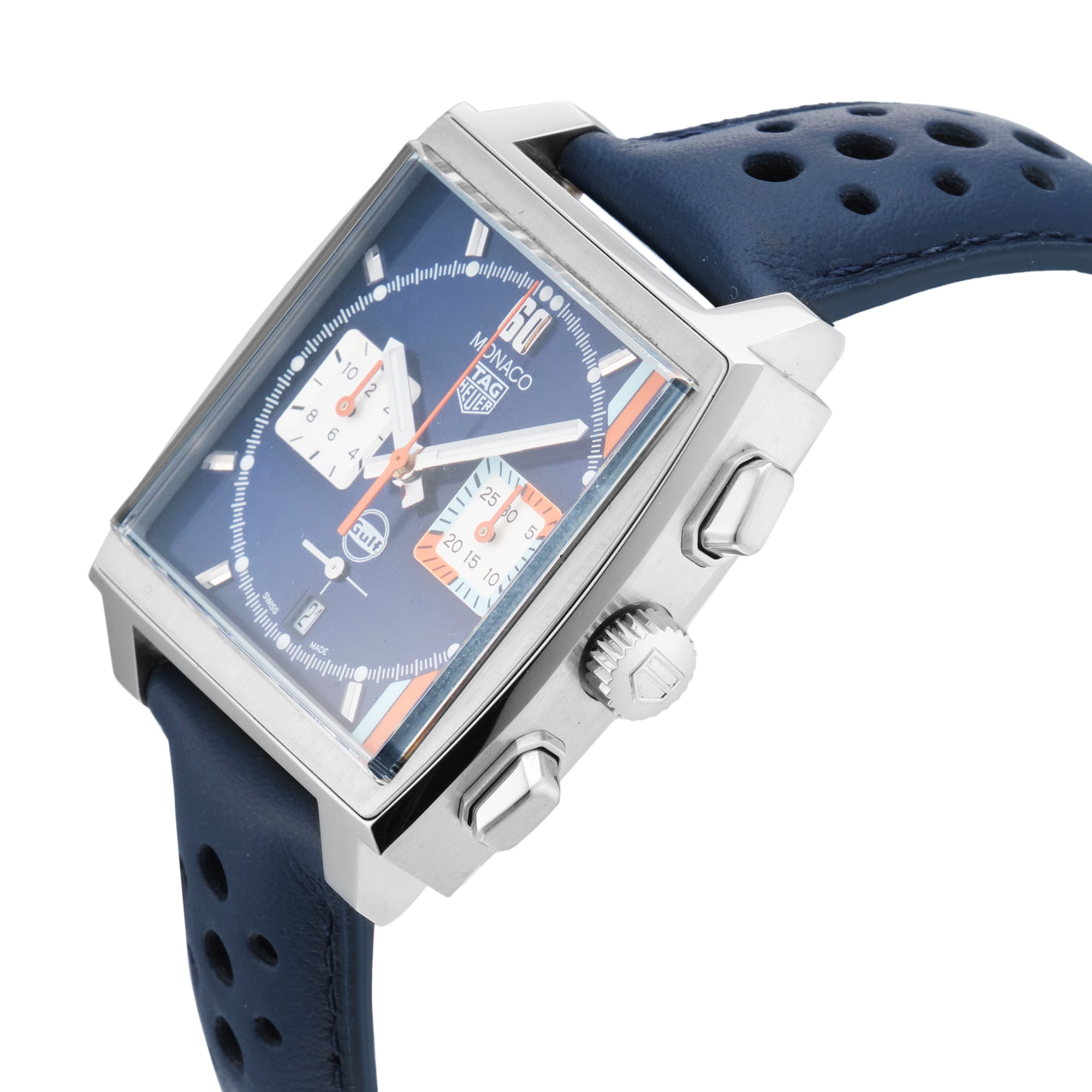 Pre-Owned TAG Heuer Monaco Chronograph x Gulf 39mm Stainless Steel Pre-Owned TAG Heuer Monaco Chronograph x Gulf 39mm Stainless Steel