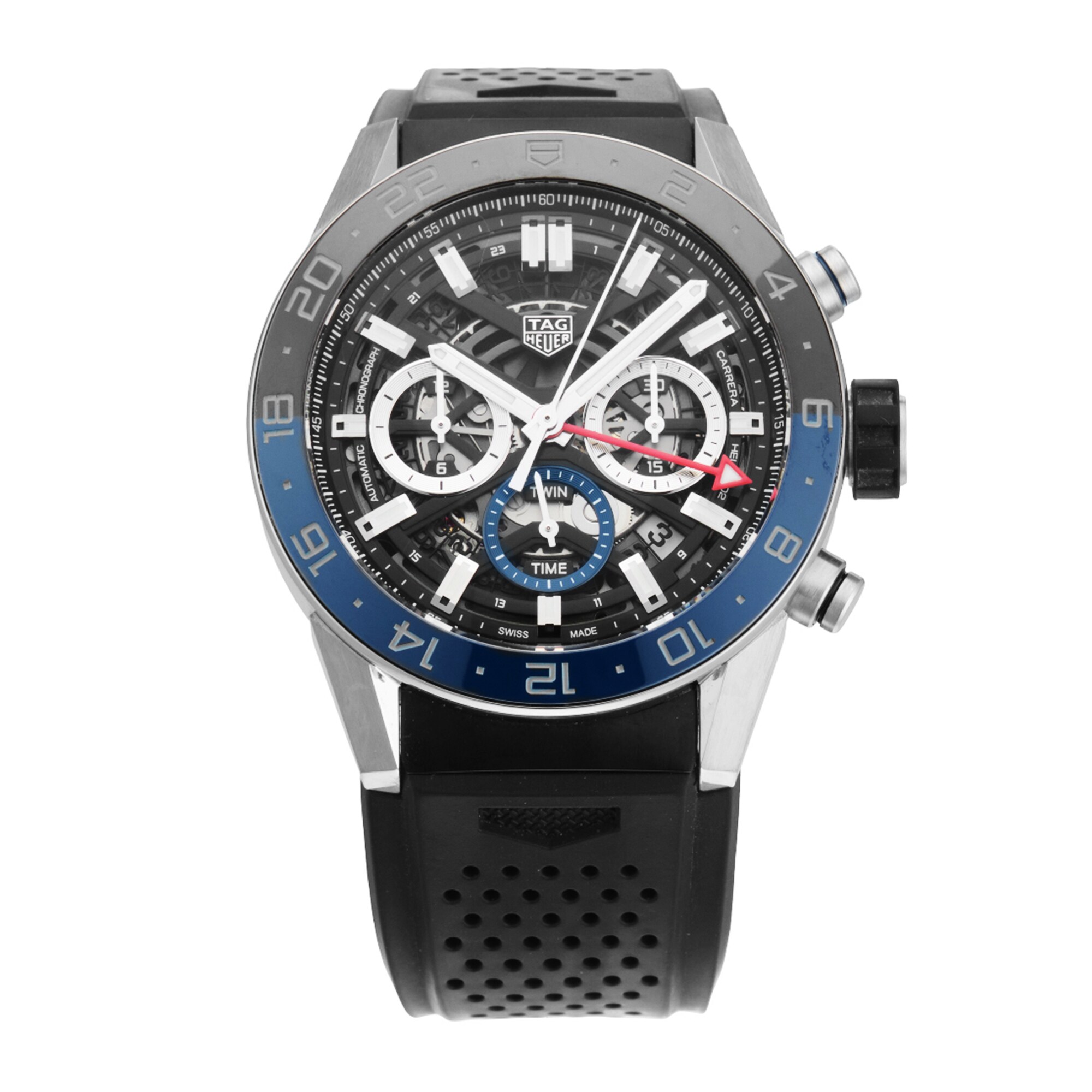 Pre-Owned TAG Heuer Carrera Chronograph Twin Time 45mm Stainless Steel and Ceramic