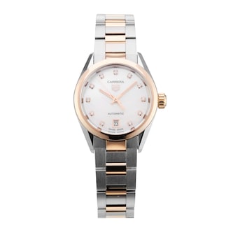 Pre-Owned TAG Heuer Carrera Date 29mm Stainless Steel and Rose Gold