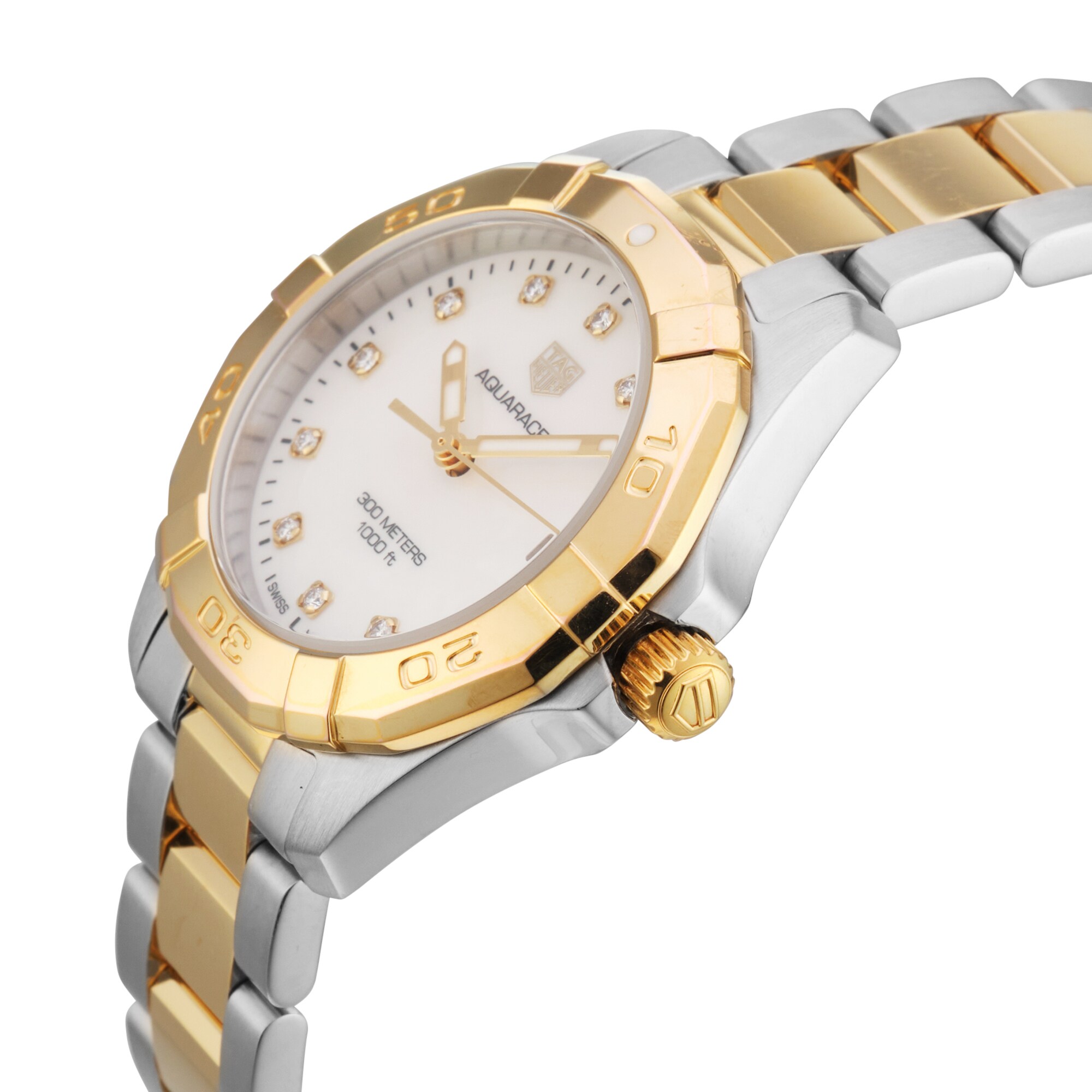 Pre-Owned TAG Heuer Aquaracer Date 32mm Stainless Steel and Yellow Gold