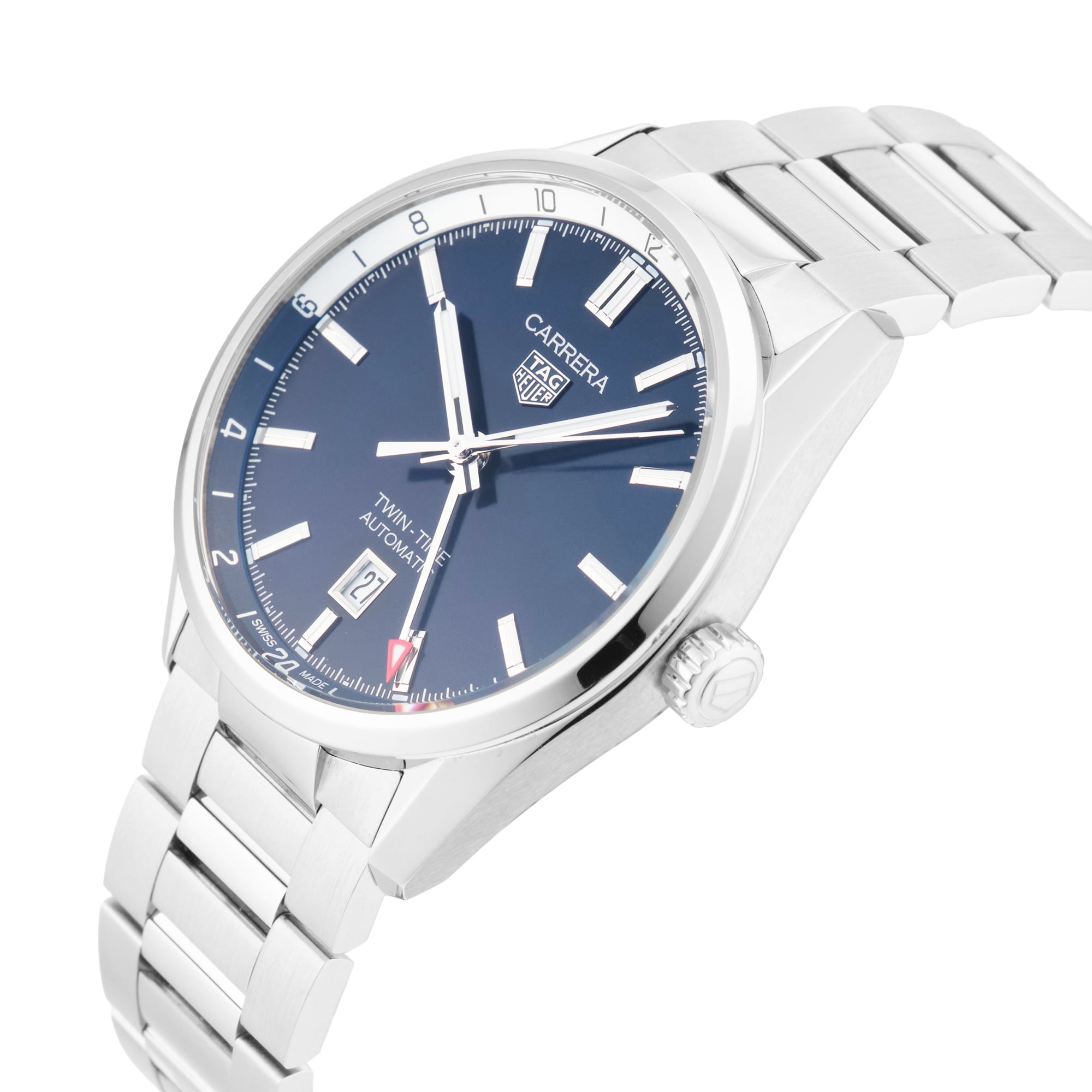 Pre-Owned TAG Heuer Carrera Twin-Time 41mm Stainless Steel Pre-Owned TAG Heuer Carrera Twin-Time 41mm Stainless Steel